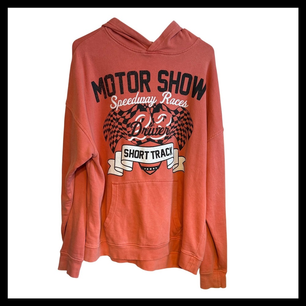 Sugar Flower Orange Motor Show Speedway Graphic Hoodie Women's Size M